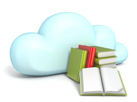 Cloud icon with books 3D イラスト素材