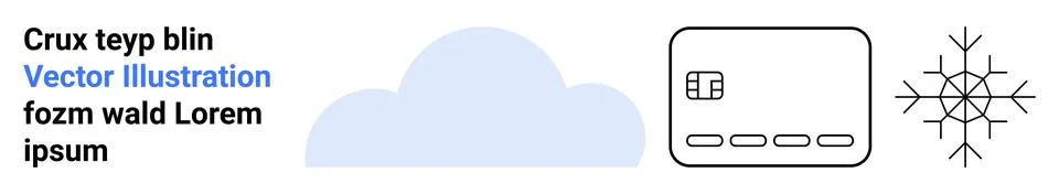 Cloud icon, chip card with five connection points, network symbol, and text e イラスト素材