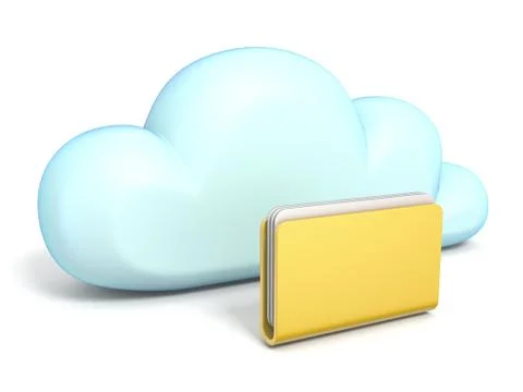 Cloud icon with closed folder 3D 库存插图