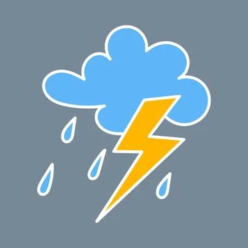 Cloud icon, clouds rain lightning in doodle art hand drawn, rainy, thundersto Stock Illustration