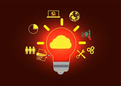 Cloud icon concept of big data access, global network connection, data search Stockillustratie