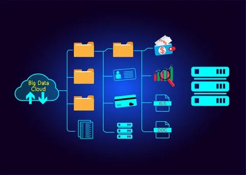 Cloud icon concept of big data access, global network connection, data search 스톡 일러스트