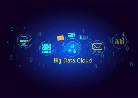 Cloud icon concept of big data access, global network connection, data search イラスト素材