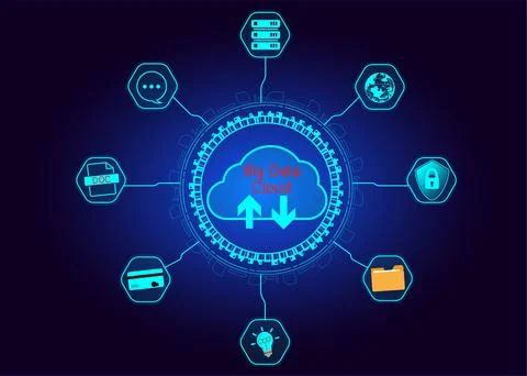 Cloud icon concept of big data access, global network connection, data search Stock-Illustration