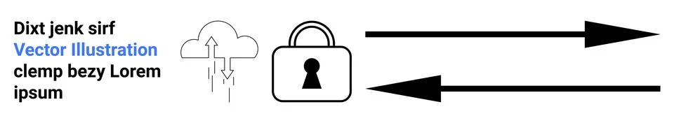 Cloud icon connected to lock, circled by bidirectional arrows. Ideal for cybe 스톡 일러스트