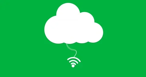 Cloud icon connecting signal dot and arcs on transparent backdrop indicating Stock Footage 317527146