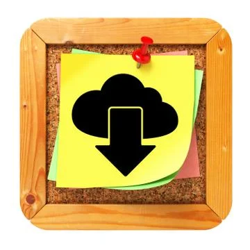 Cloud Icon on Cork Message Board. Illustrazione stock