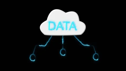 Cloud icon with data and blue connections. Cloud icon for server network an.. 動画素材 337815368