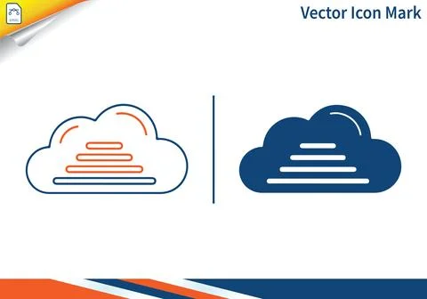 Cloud icon with data storage or processing lines. Illustrazione stock