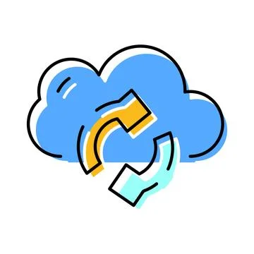 Cloud icon with data synchronization arrows 스톡 일러스트