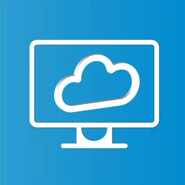 Cloud icon on desktop computer screen -vector illustration Ilustración de archivo