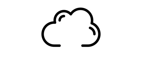 Cloud icon with a downward arrow, symbolizing data download or transfer. Stock Footage 335012365
