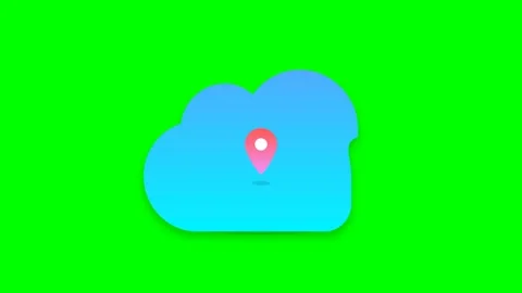 Cloud Icon with Dropping Location Pin Animation on Green Screen Stock-Footage 346006809