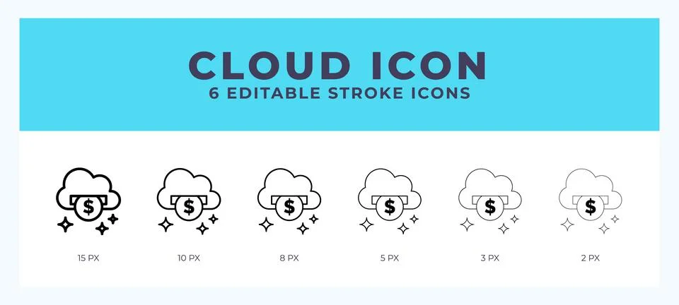 Cloud icon. Editable stroke line icon vector illustration. Stock Illustration