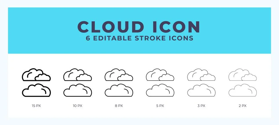 Cloud icon with editable stroke. Outline icon vector illustration. Stock Illustration