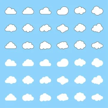 Cloud icon, filled and outline deign editable stroke Stock Illustration