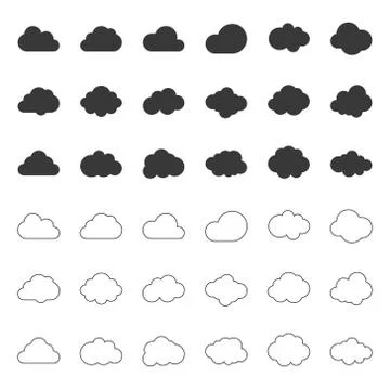 Cloud icon, filled and outline deign editable stroke Stock Illustration