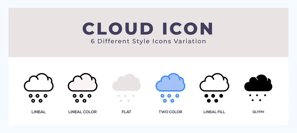 Cloud icon in filled. thin line. outline stroke and flat style. Stock Illustration