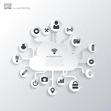 Cloud icon. Flat abstract background with web icons. Interface symbols. Cloud イラスト素材