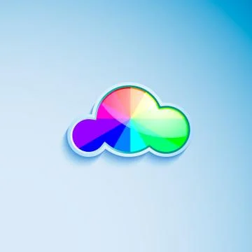 Cloud icon Flat. Coloured web-icon. Rainbow. Vector Stock Illustration