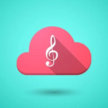 Cloud icon with a g clef Stock Illustration