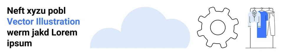 Cloud icon, gear, and server with network cables. Ideal for cloud computing,  스톡 일러스트