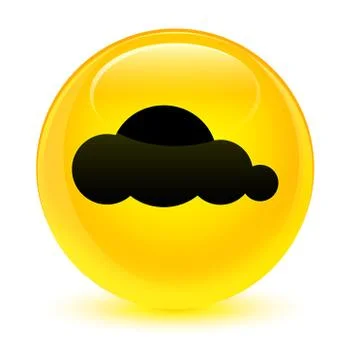 Cloud icon glassy yellow round button Stock Illustration