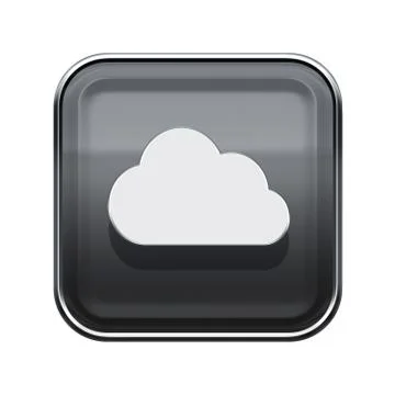 Cloud icon glossy grey, isolated on white background Stockillustratie