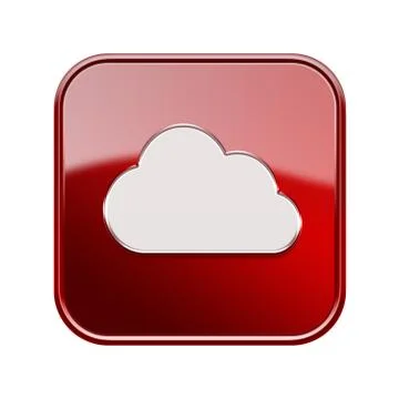 Cloud icon glossy red, isolated on white background イラスト素材