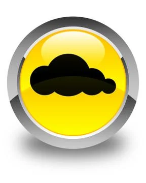 Cloud icon glossy yellow round button 스톡 일러스트