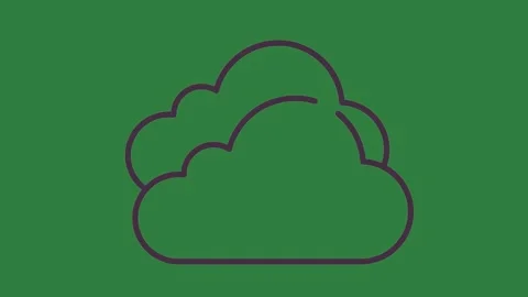 A cloud icon on green background and with black outline of isolated on green Stock Footage 336954775