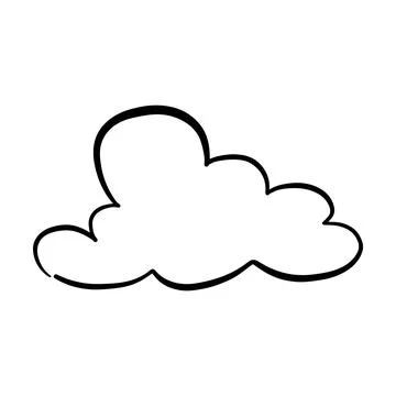 Cloud icon, hand-drawn outline sketch simple doodle outline drawing art ill.. Stock Illustration
