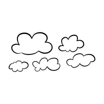 Cloud icon, hand-drawn outline sketch simple doodle outline drawing art ill.. Stock Illustration