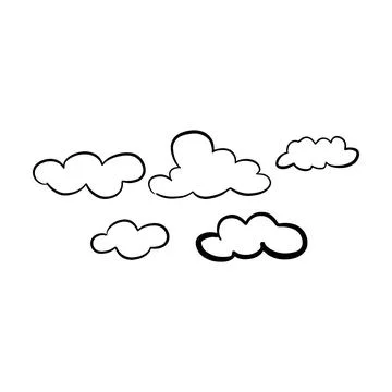 Cloud icon, hand-drawn outline sketch simple doodle outline drawing art ill.. Stock Illustration