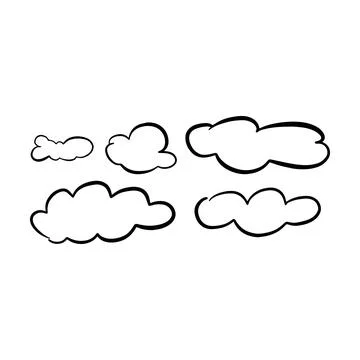 Cloud icon, hand-drawn outline sketch simple doodle outline drawing art ill.. Stock Illustration