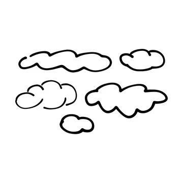 Cloud icon, hand-drawn outline sketch simple doodle outline drawing art ill.. Stock Illustration