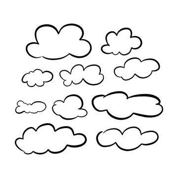 Cloud icon, hand-drawn outline sketch simple doodle outline drawing art ill.. Stock Illustration