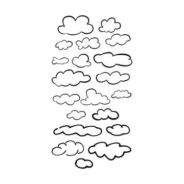 Cloud icon, hand-drawn outline sketch simple doodle outline drawing art ill.. Stock Illustration