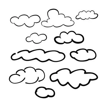 Cloud icon, hand-drawn outline sketch simple doodle outline drawing art ill.. Stock Illustration