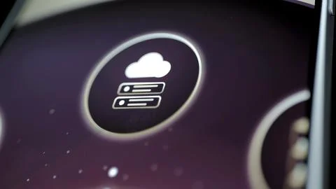 Cloud icon hovers above twin server racks Stock Photos