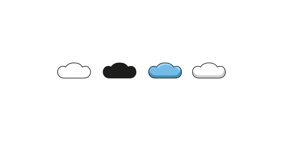Cloud Icon Illustration in Black Outline and Natural Colors Stock Illustration