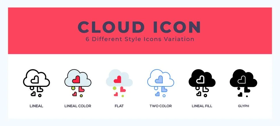 Cloud icon illustration vector with different styles Stock Illustration
