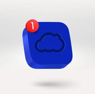 Cloud icon with informer. Mobile application icon. 3d vector icon isolated .. Stock Illustration