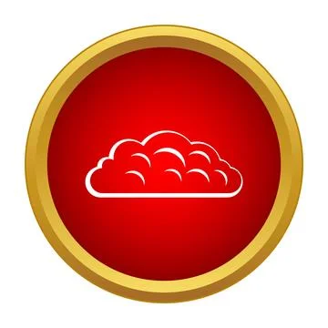 Cloud icon inside red circular frame with gold border Stock Illustration