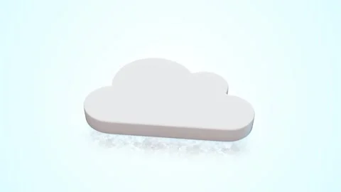 Cloud Icon on a Light Reflective Floor. 3D Cloud Icon Animation. 4K Stock Footage 297952224