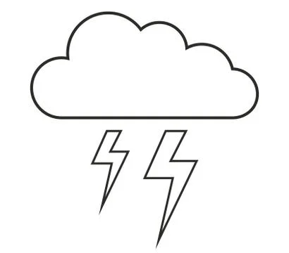 Cloud icon with lightning on a white background 库存插图