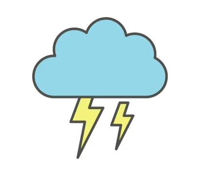 Cloud icon with lightning on a white background Stockillustratie