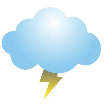 Cloud icon with lightning, on white background. 3d vector illustration. Stock Illustration