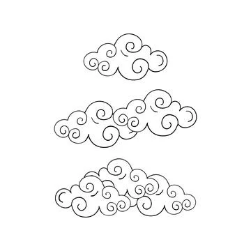 Cloud icon. Linear hand drawing white cloud, clipart about weather, rain Stock-Illustration