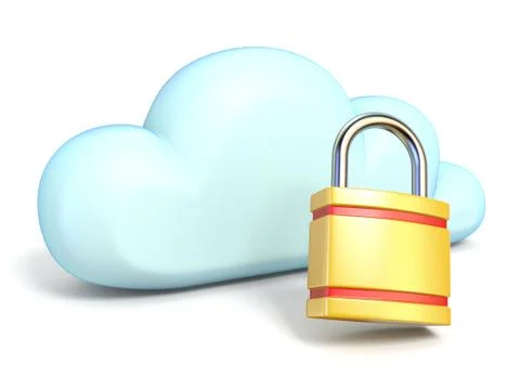 Cloud icon with lock 3D 스톡 일러스트
